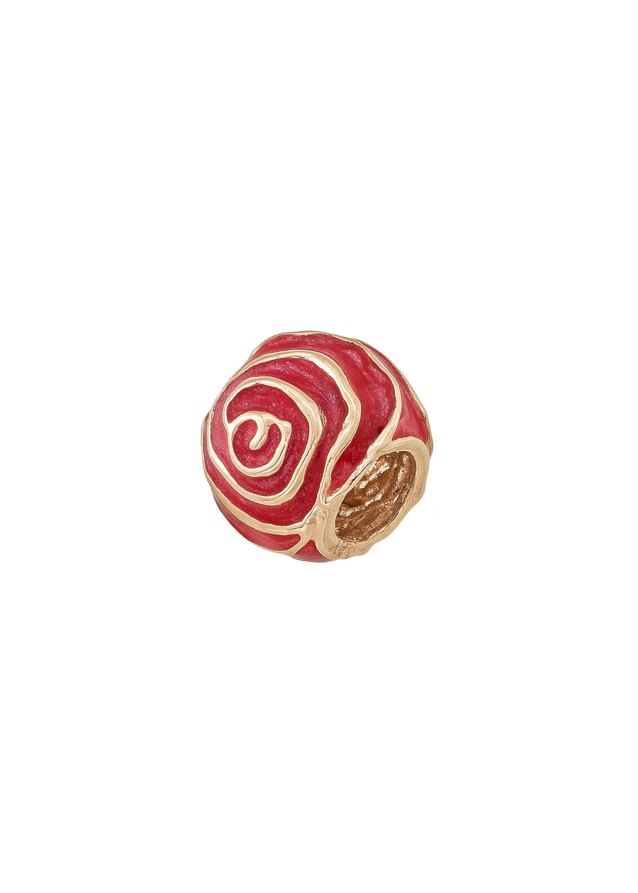 Red Enamel Spiral Patterned Charm in 14K Gold