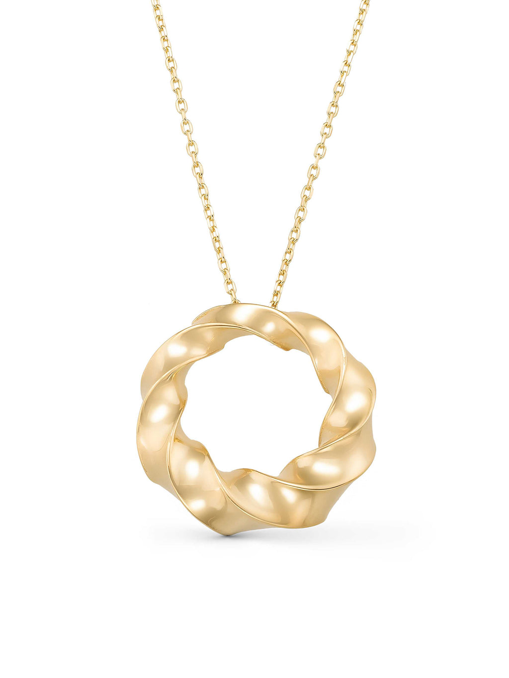 Curved Hoop Design Necklace in 14K Gold by Elef Jewelry