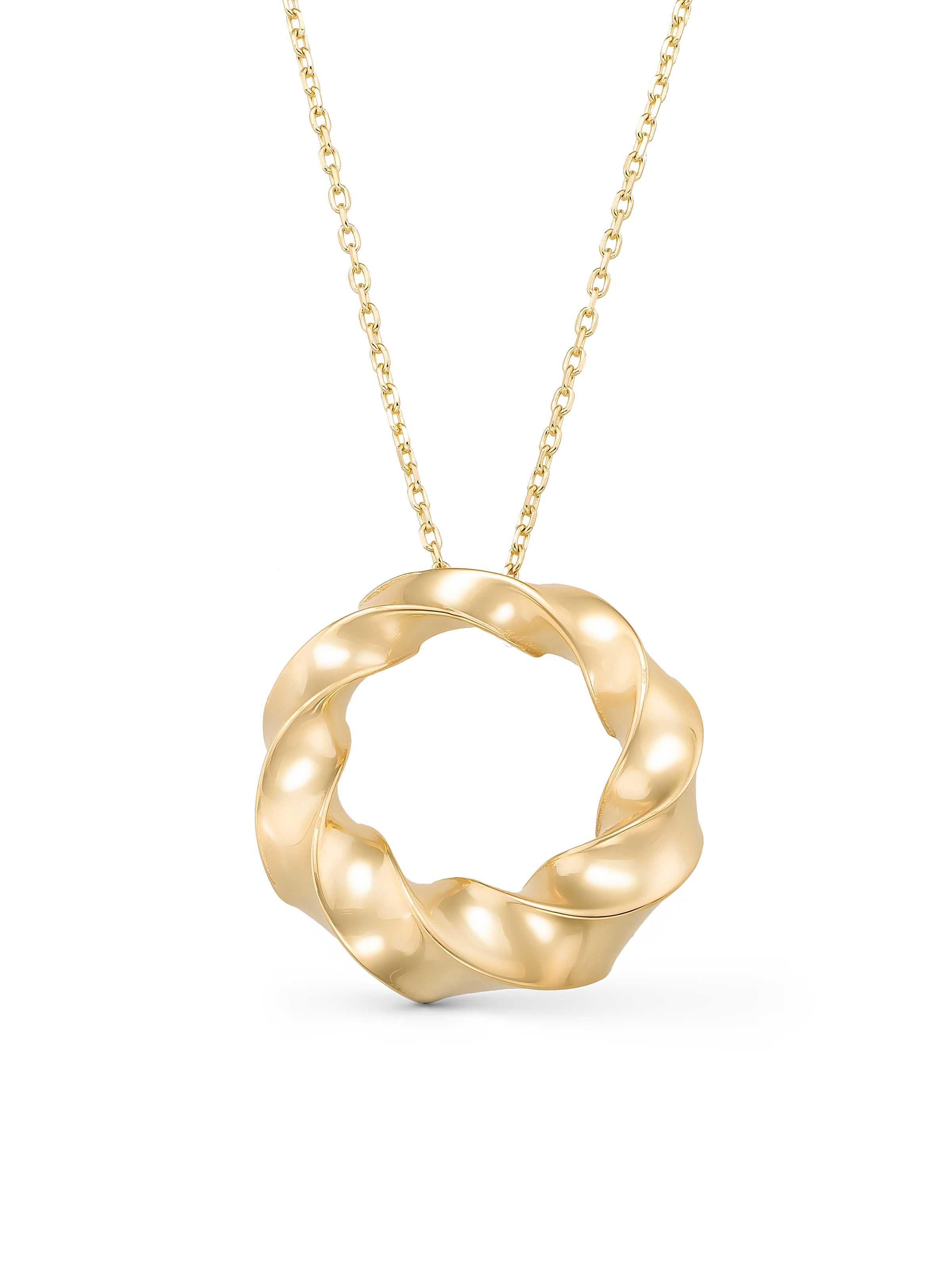 Curved Hoop Design Necklace in 14K Gold by Elef Jewelry