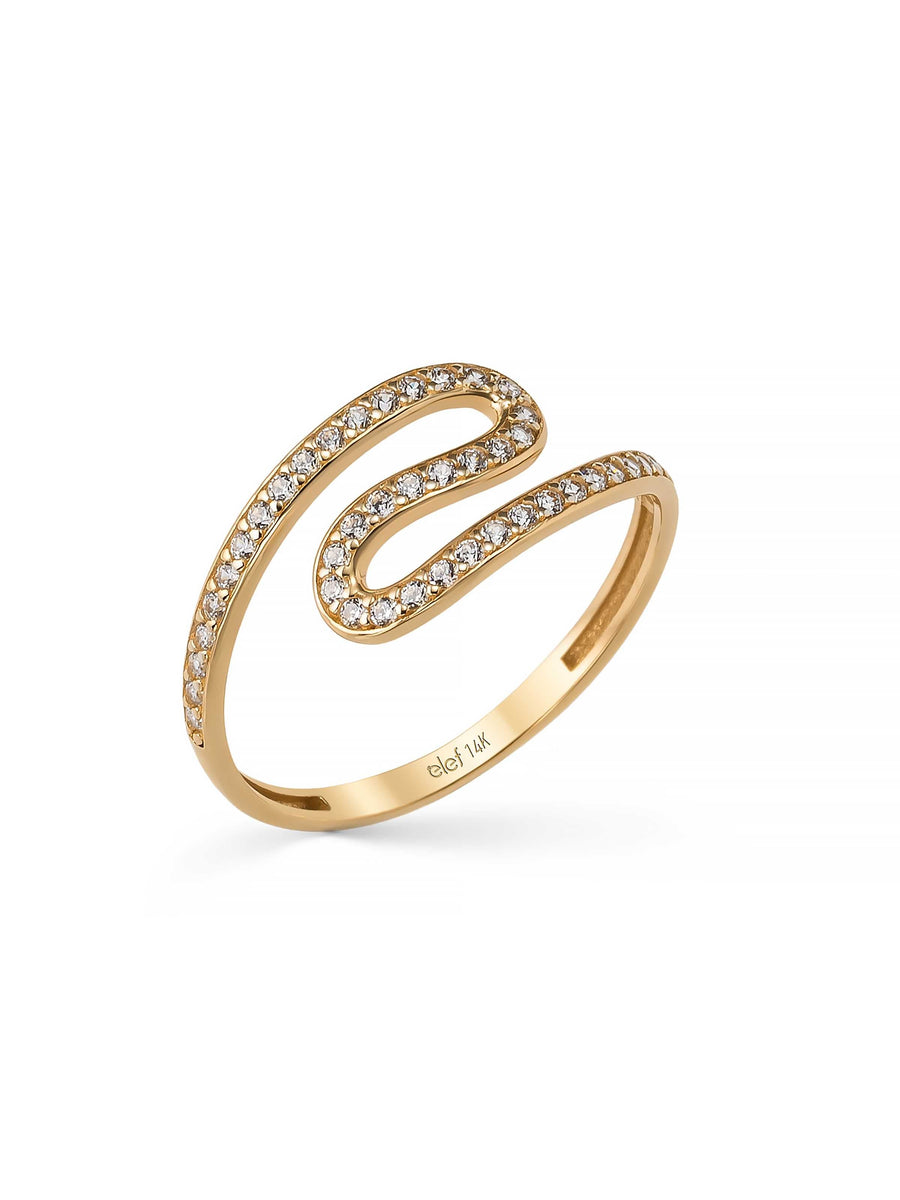 Curved Diamond-Inspired Ring in 14K Gold