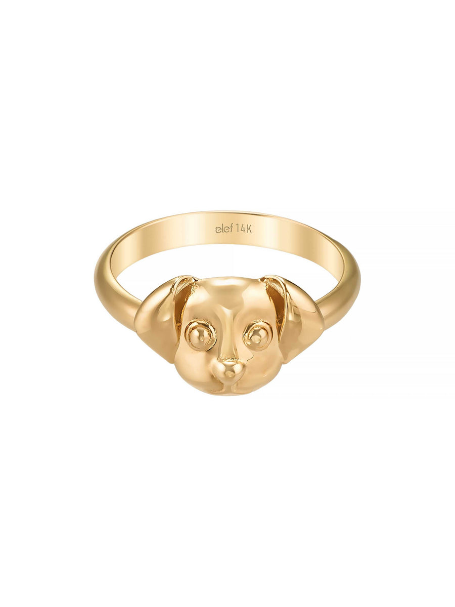 Dog Minimal Ring in 14K Gold
