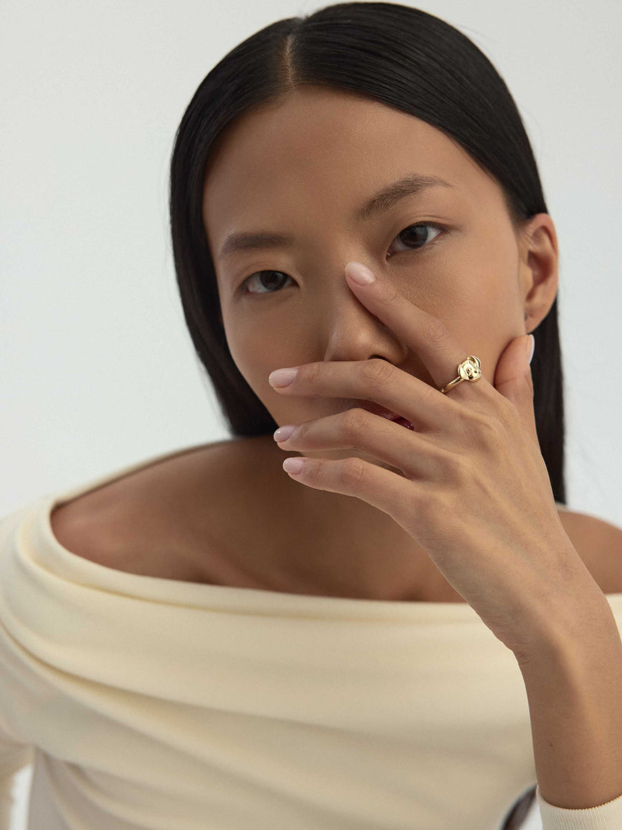 Dog Minimal Ring in 14K Gold