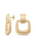 Corded Textured Rectangular Link Earrings in 14K Gold by Elef Jewelry