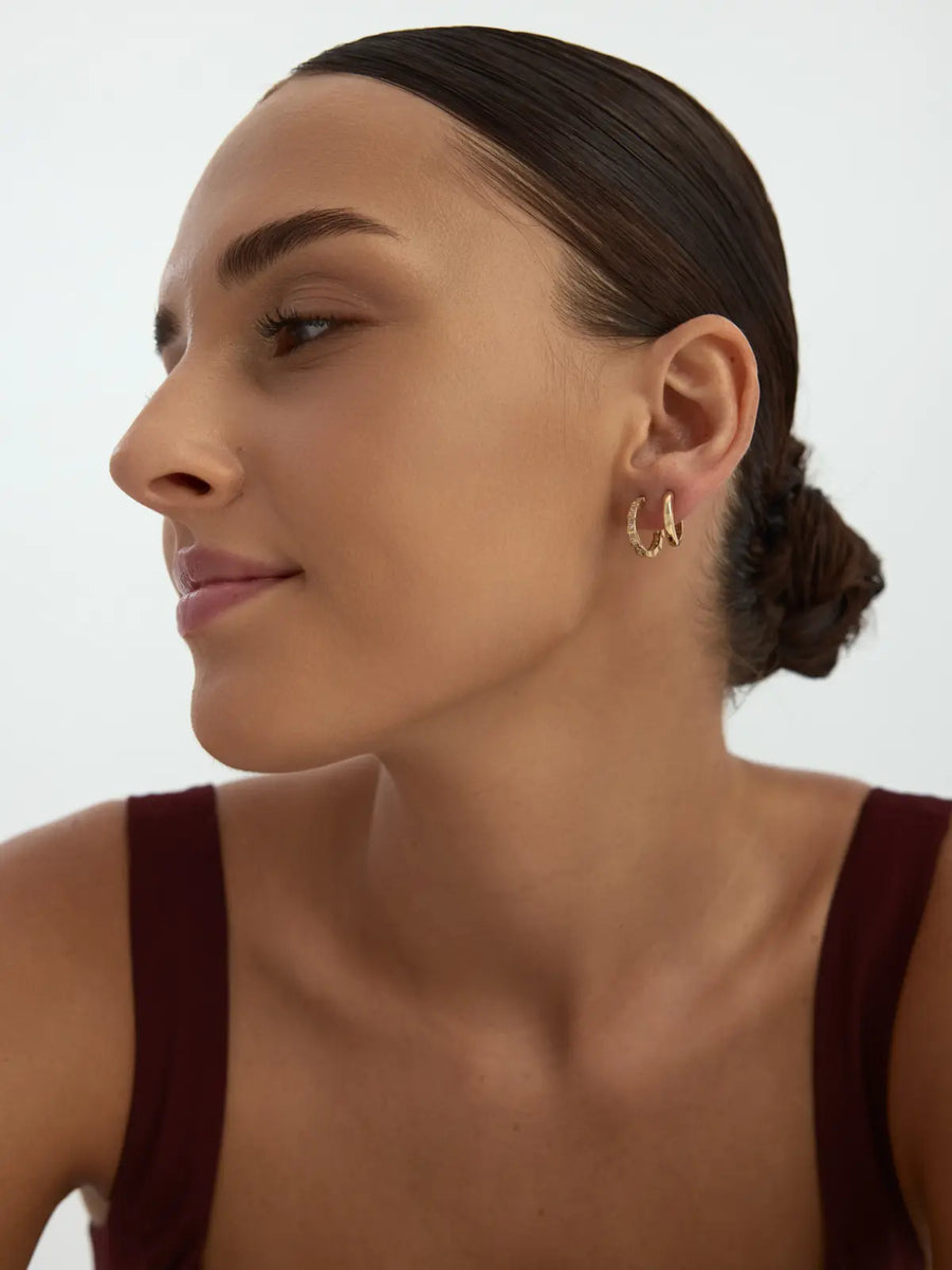 Angular Link Stone Earrings in 14K Gold