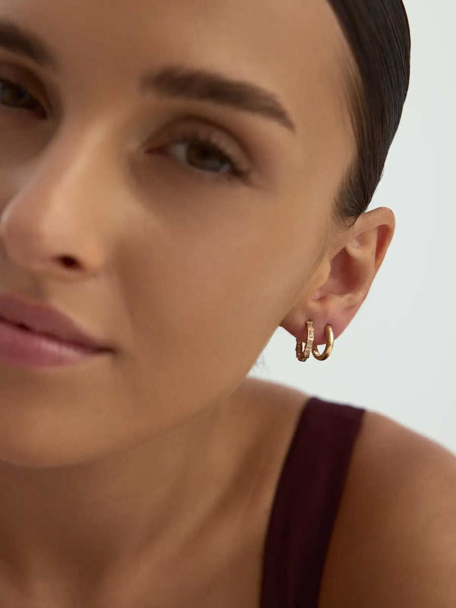 Angular Link Stone Earrings in 14K Gold