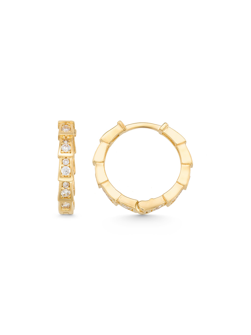 Angular Link Stone Earrings in 14K Gold by Elef Jewelry