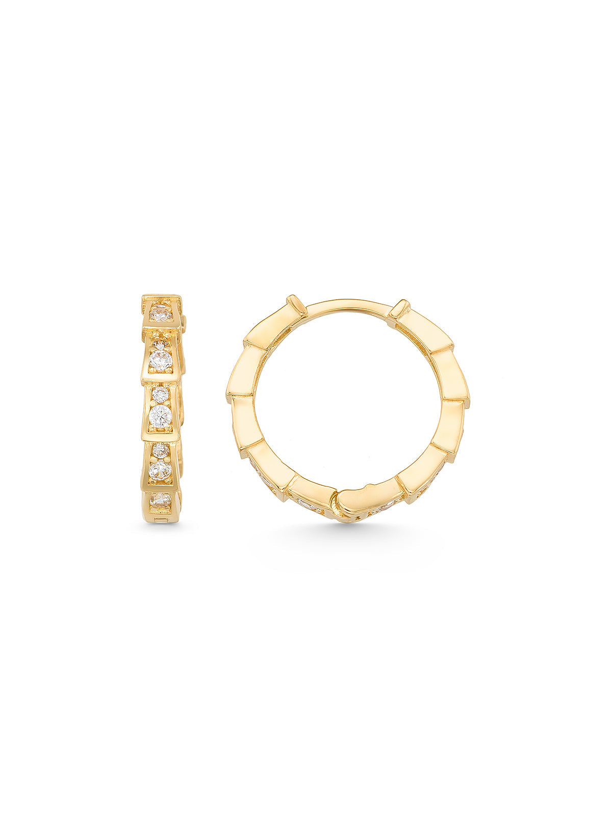 Angular Link Stone Earrings in 14K Gold by Elef Jewelry