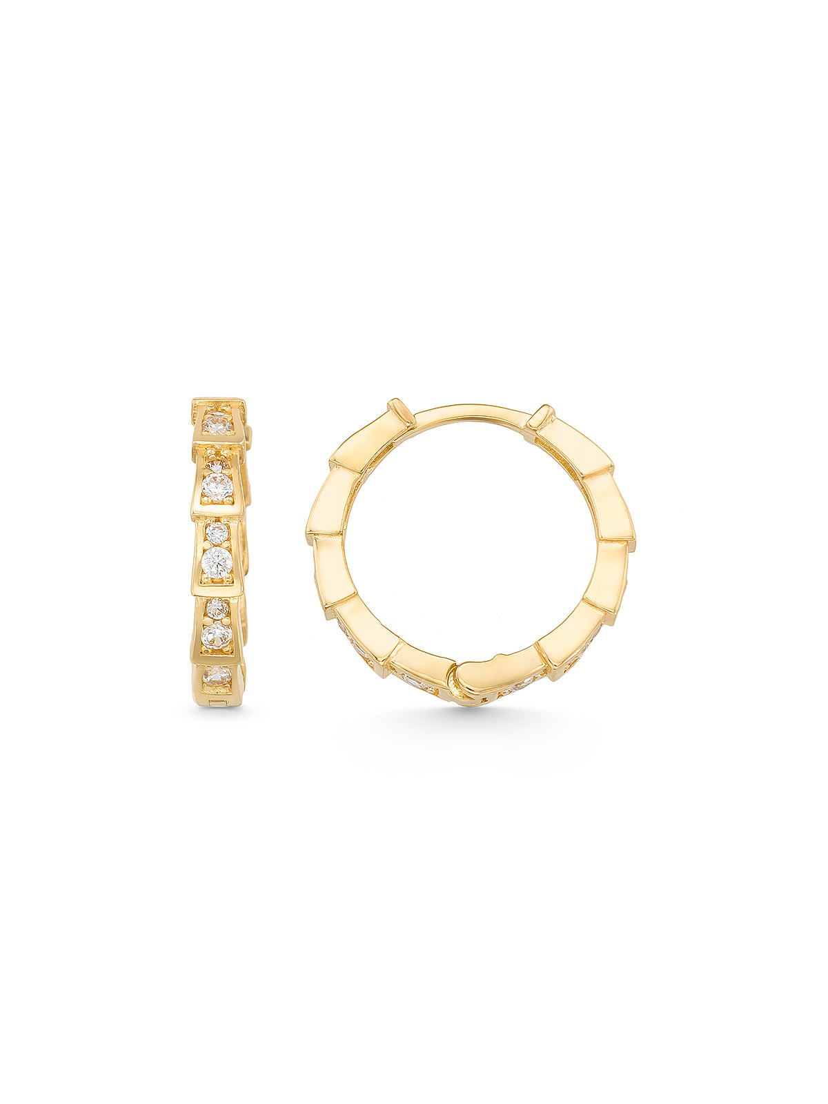 Angular Link Stone Earrings in 14K Gold by Elef Jewelry