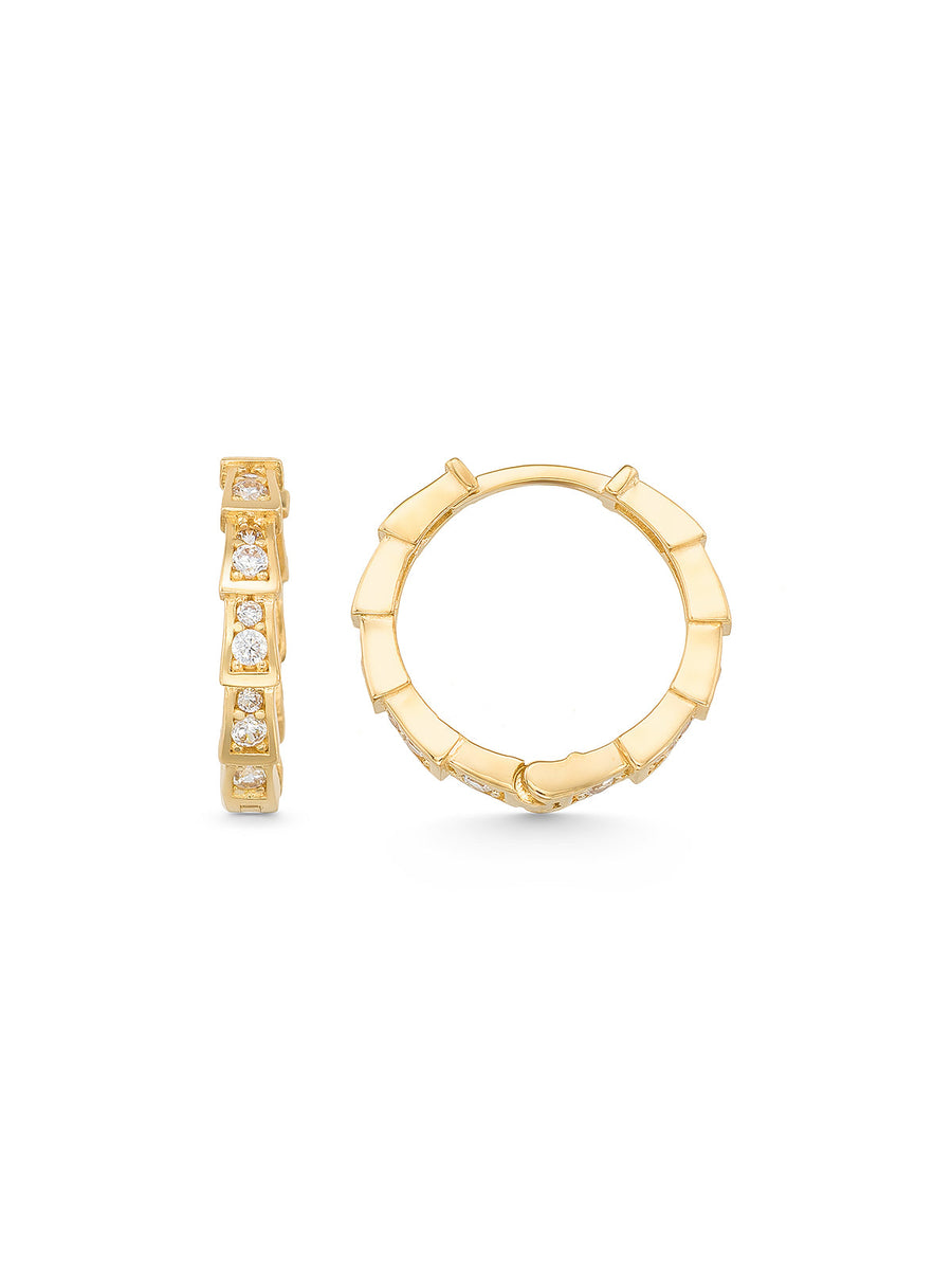 Angular Link Stone Earrings in 14K Gold