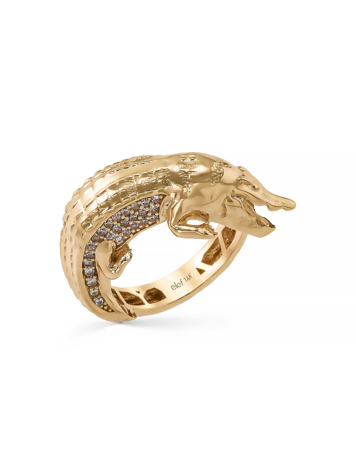 Crocodile Ring in 14K Gold by Elef Jewelry