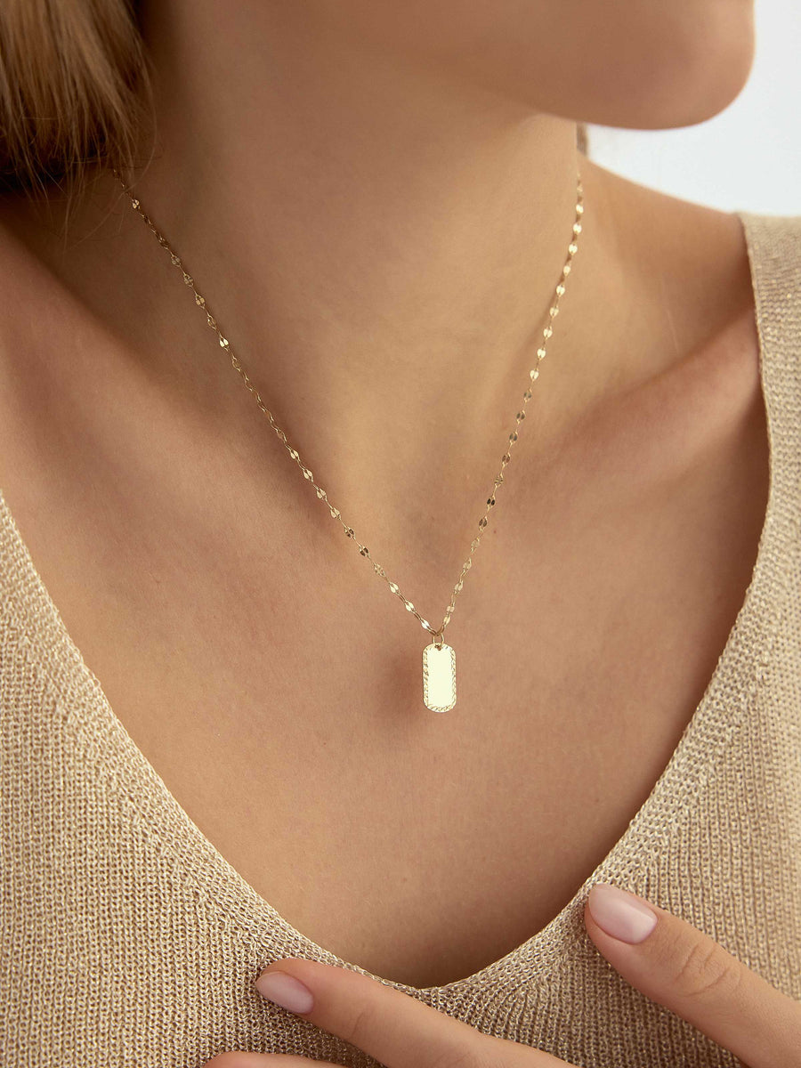 Id Bracelet Form Necklace in 14K Gold