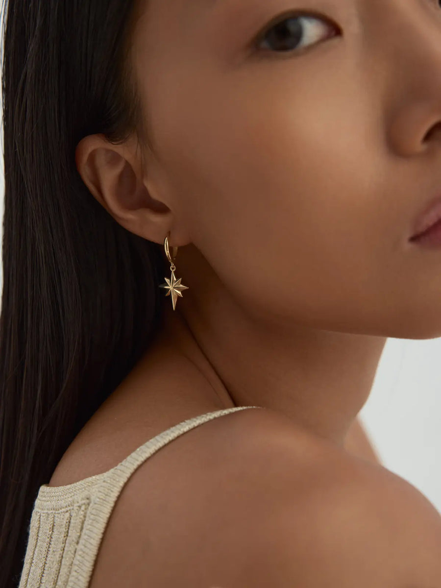 Kutup Star Earrings in 14K Gold