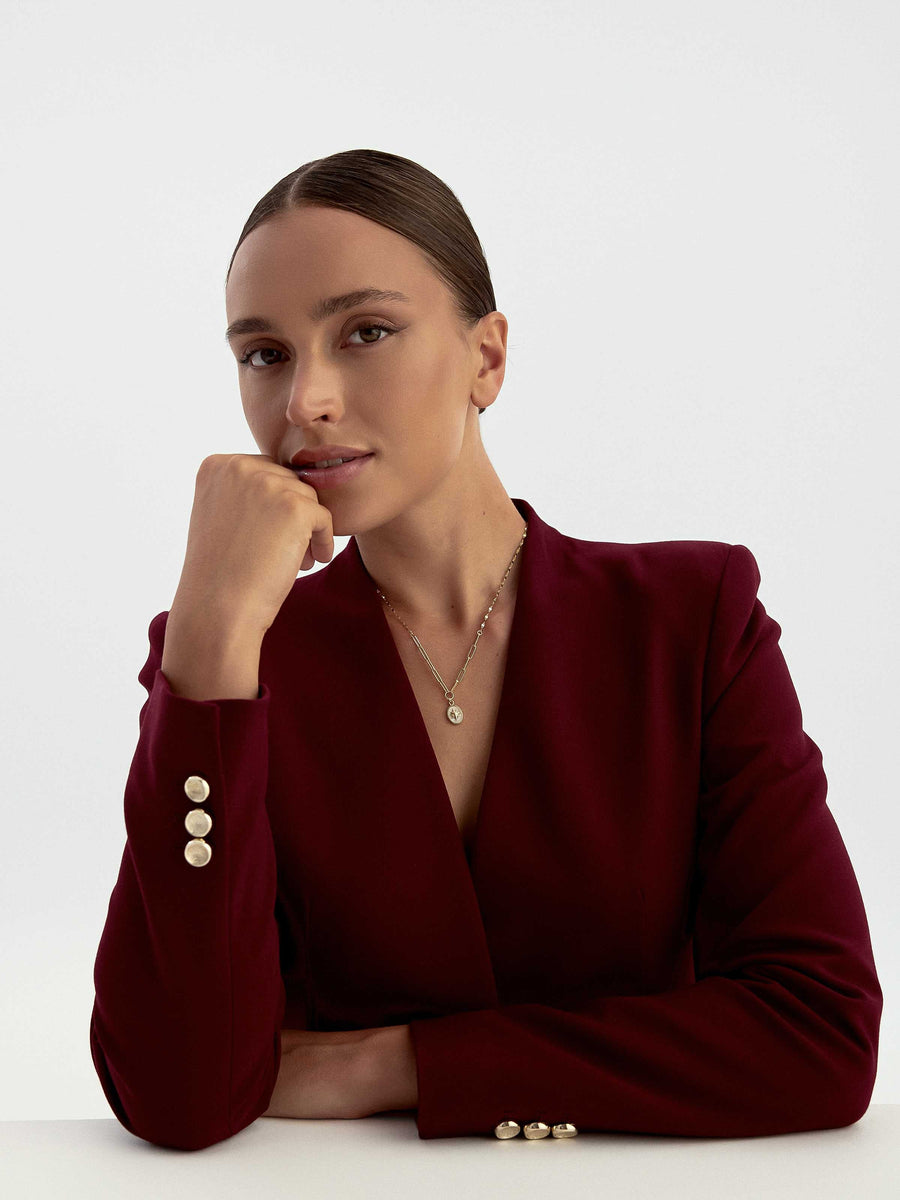 Kuzey Star Enamel Necklace in 14K Gold