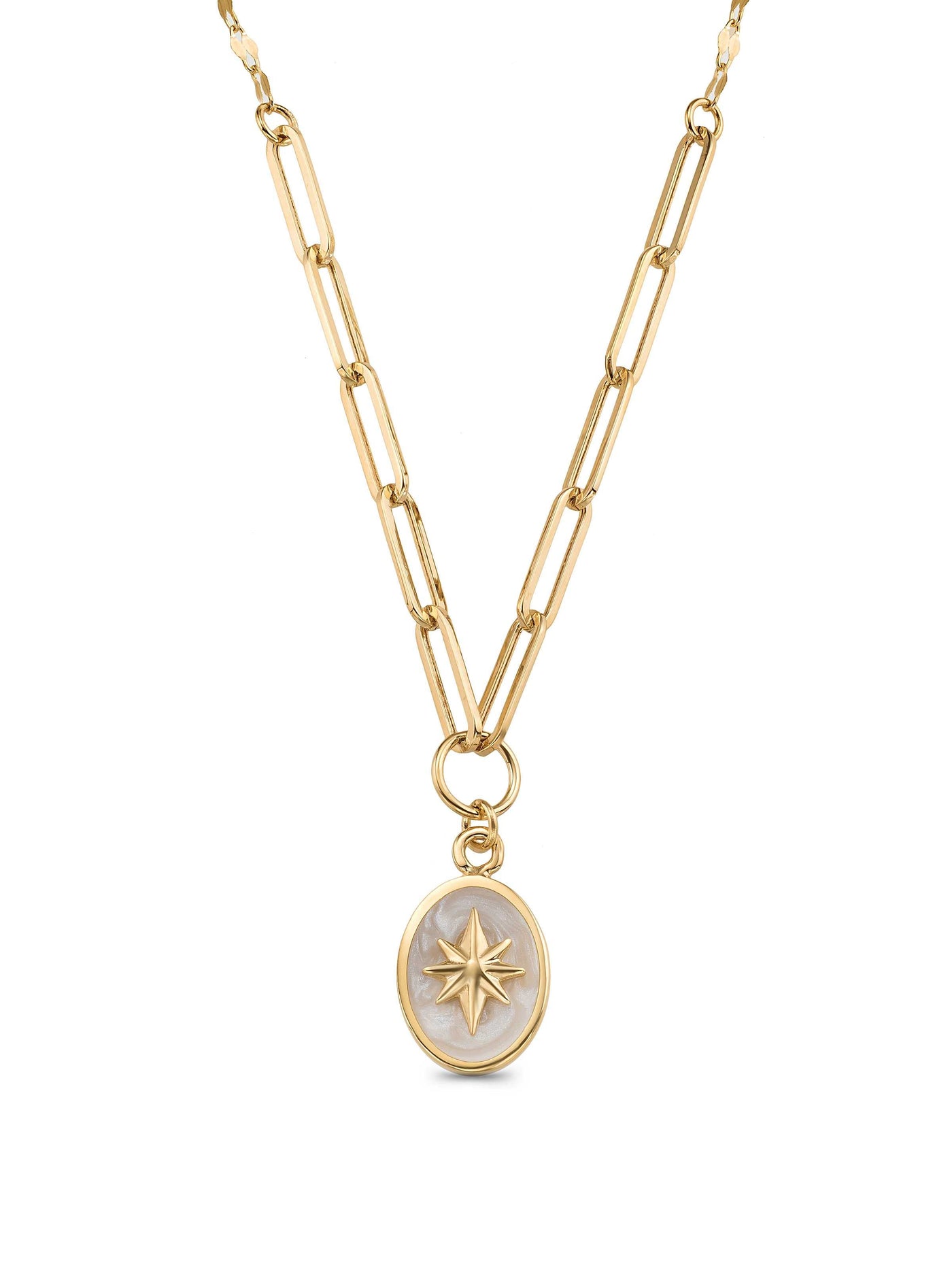 Kuzey Star Enamel Necklace in 14K Gold by Elef Jewelry
