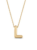 Letter L Classic Initial Necklace in 14K Gold by Elef Jewelry