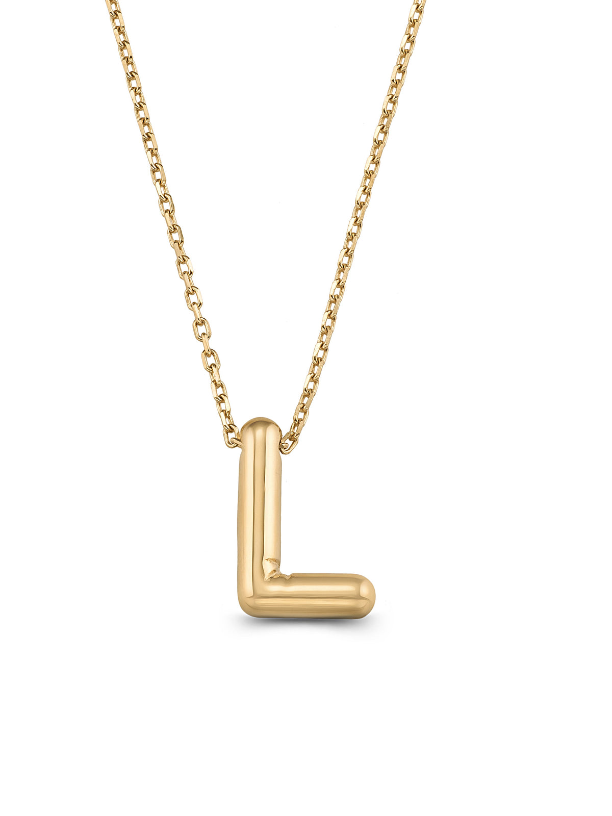 Letter L Classic Initial Necklace in 14K Gold by Elef Jewelry