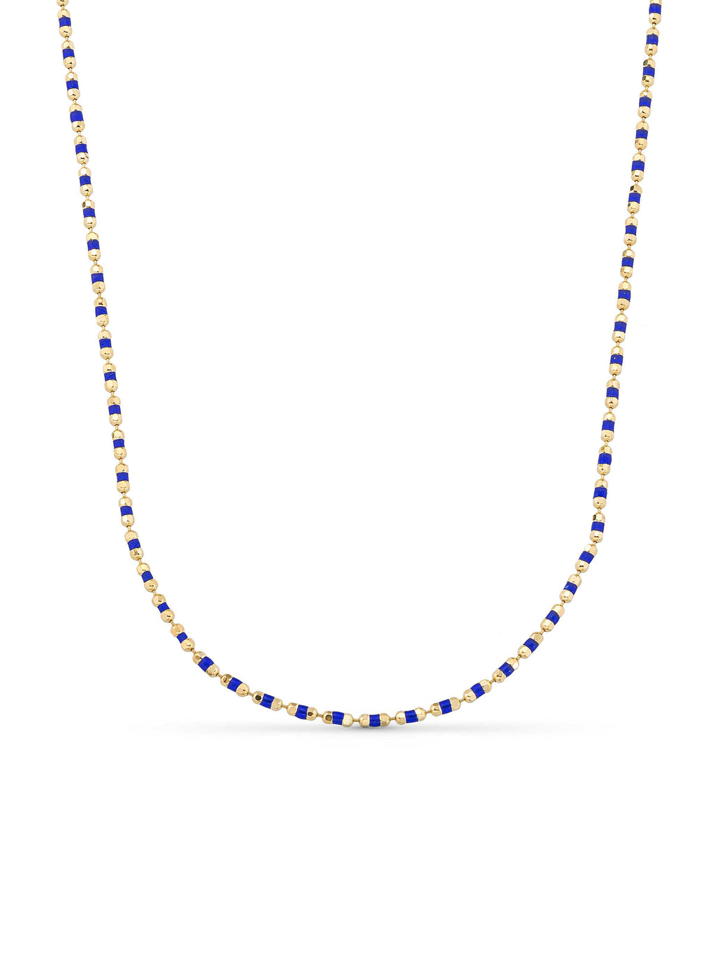 Navy Blue Enamel Dorika Form Necklace in 14K Gold by Elef Jewelry
