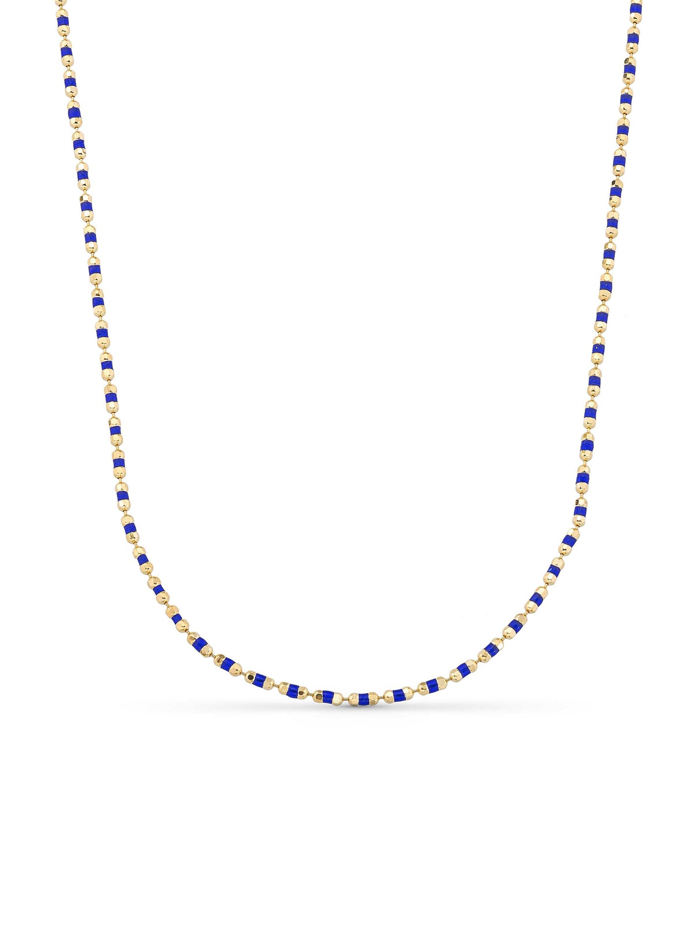 Navy Blue Enamel Dorika Form Necklace in 14K Gold by Elef Jewelry