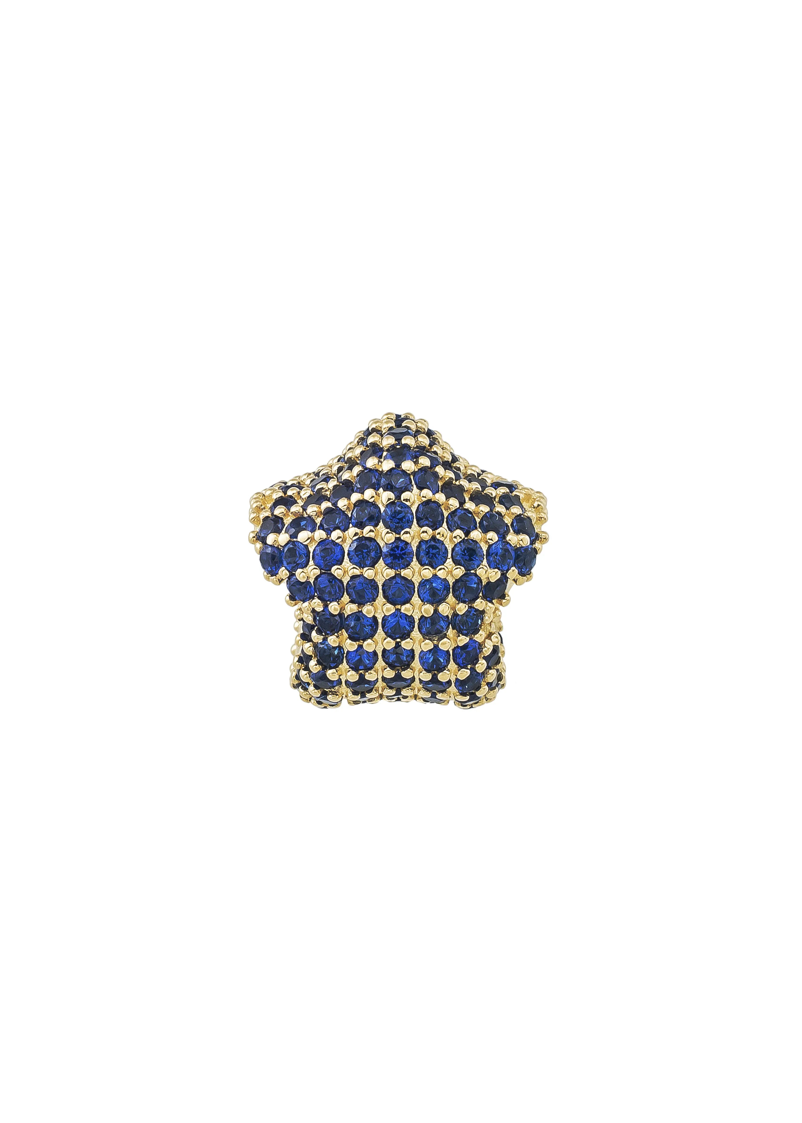Navy Blue Stone Star Charm in 14K Gold by Elef Jewelry