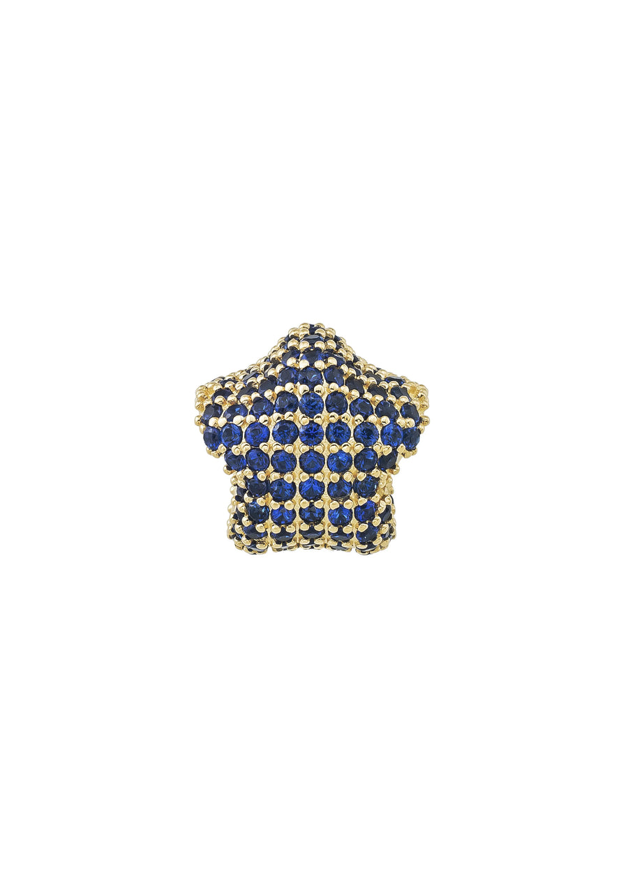 Navy Blue Stone Star Charm in 14K Gold