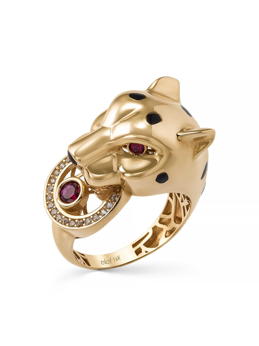 Leopard Statement Ring in 14K Gold