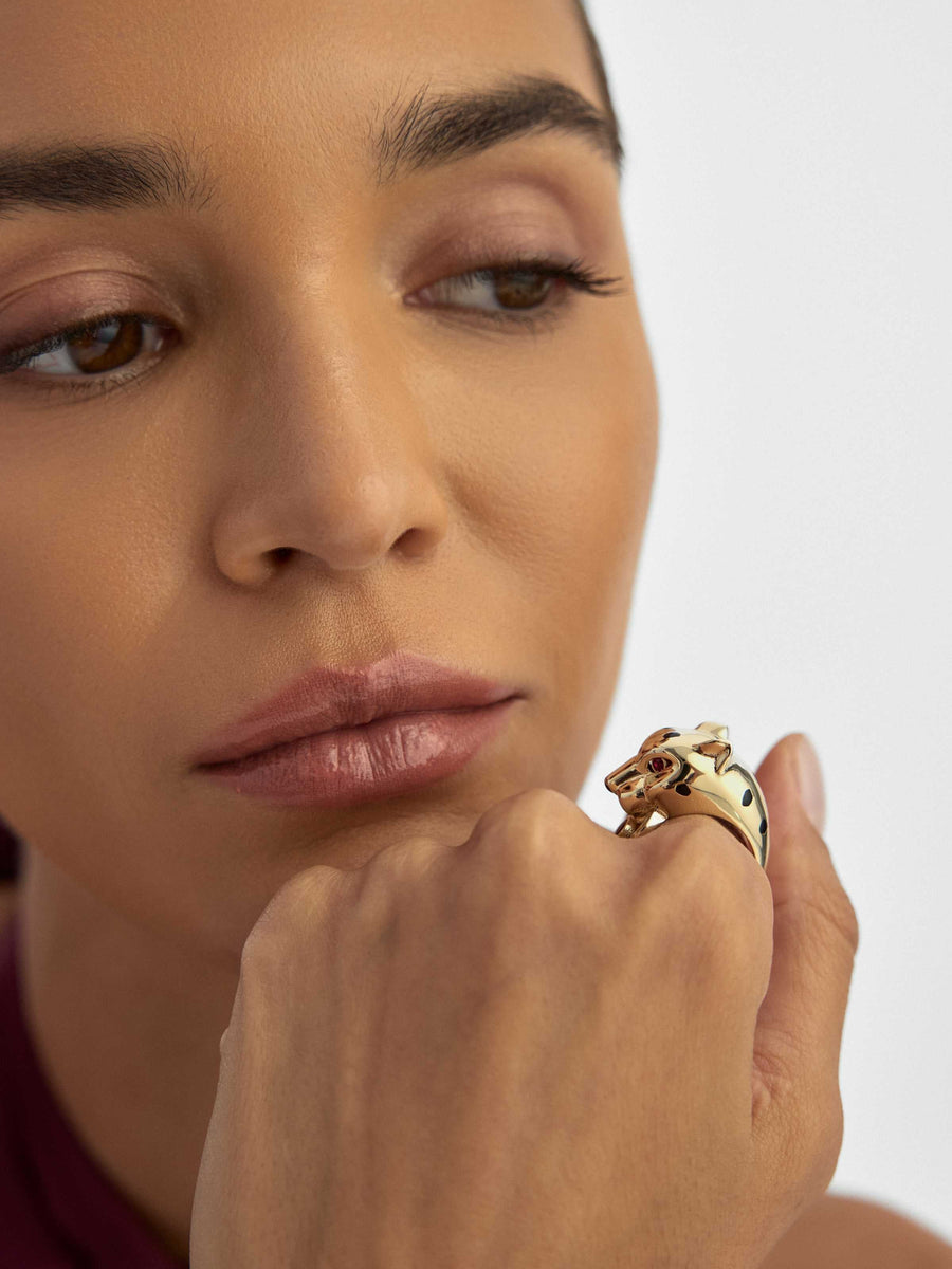 Leopard Statement Ring in 14K Gold