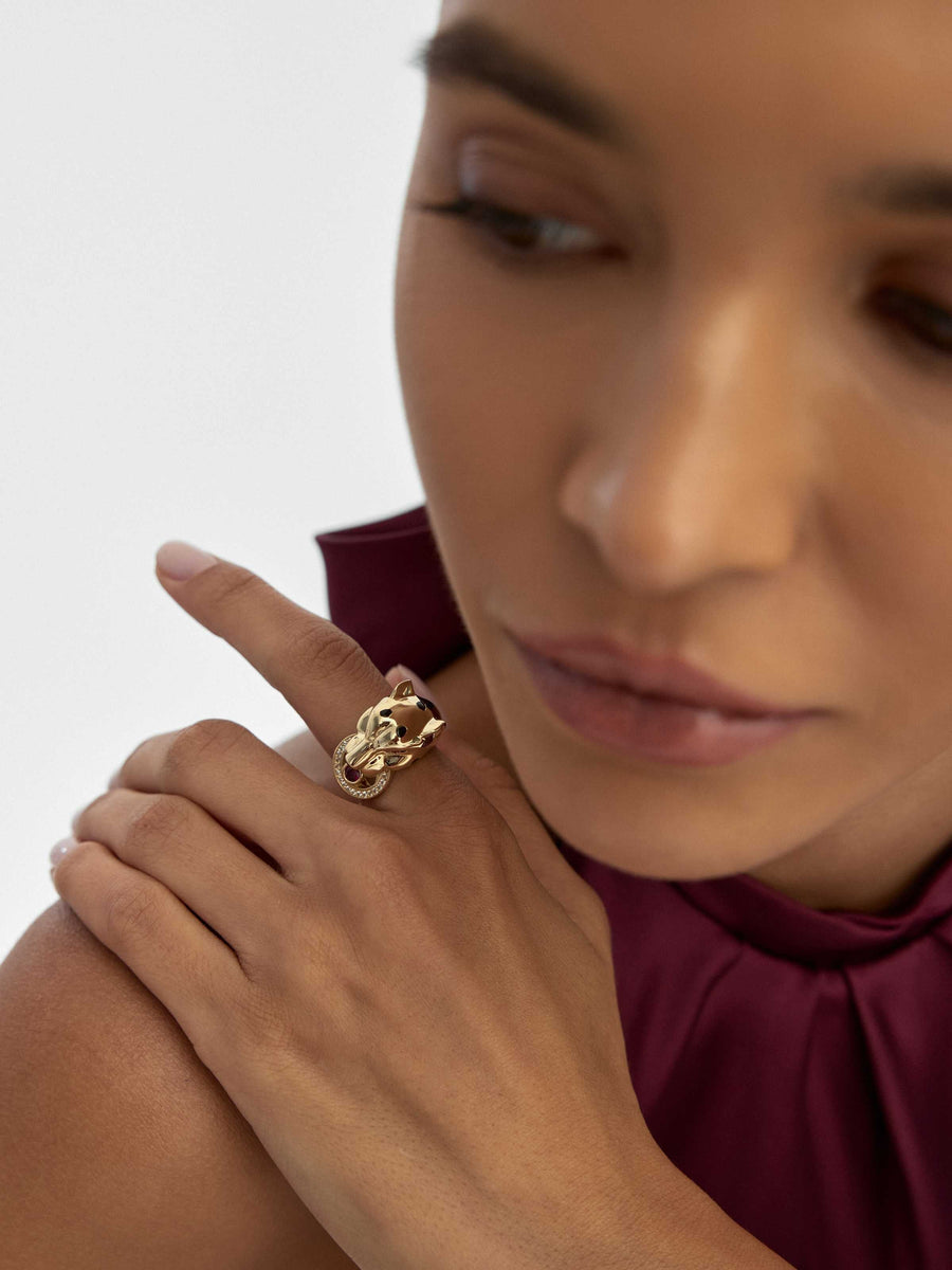 Leopard Statement Ring in 14K Gold
