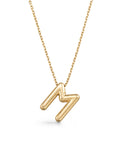 Letter M Classic Initial Necklace in 14K Gold by Elef Jewelry
