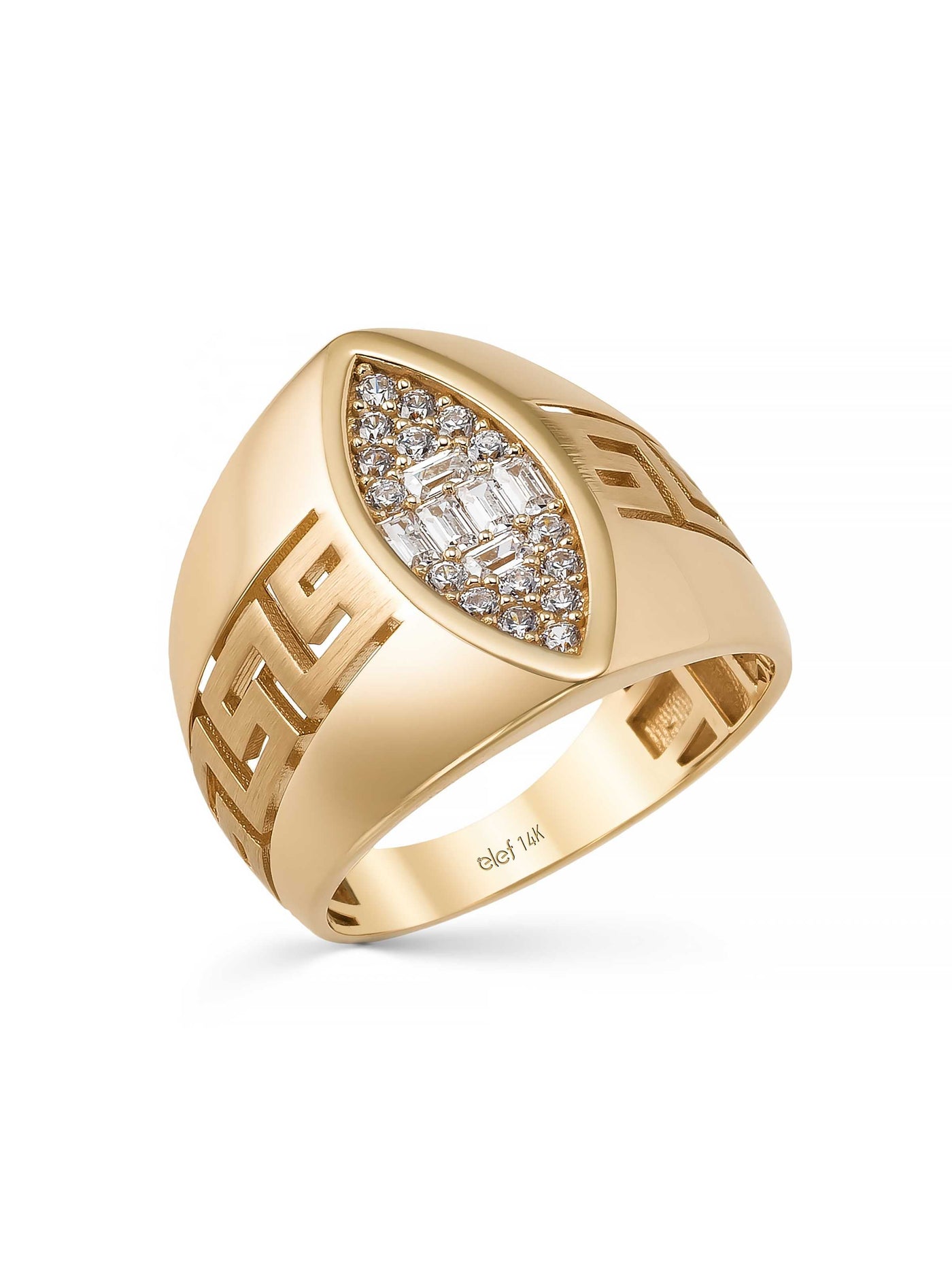 Marquise Cut Baguette Stone Geometric Ring in 14K Gold by Elef Jewelry