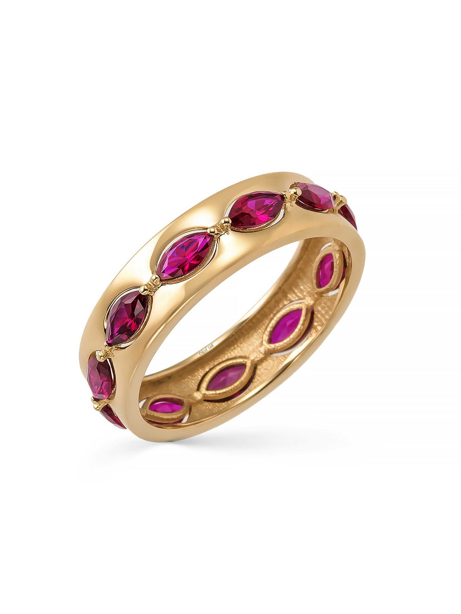 Marquise Cut Garnet Stone-Set Ring in 14K Gold