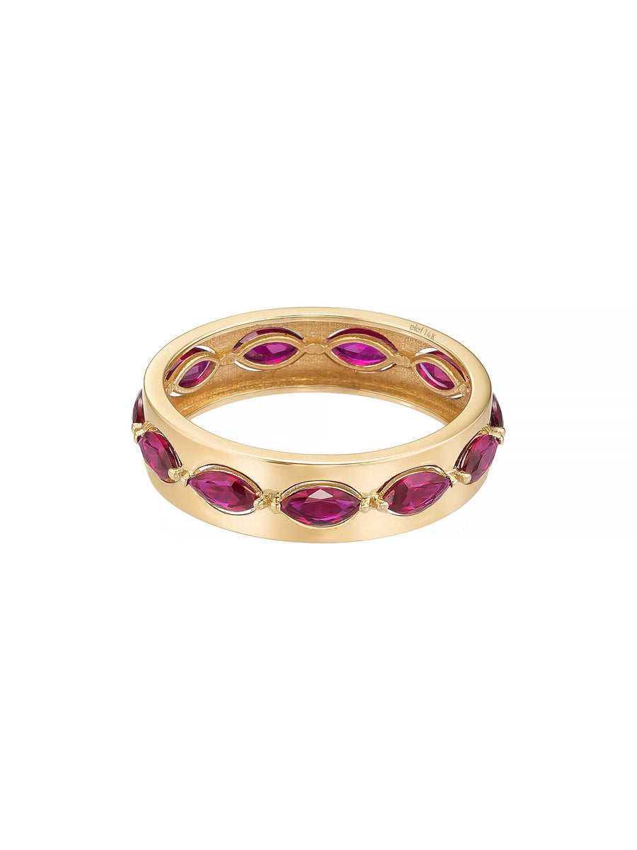 Marquise Cut Garnet Stone-Set Ring in 14K Gold