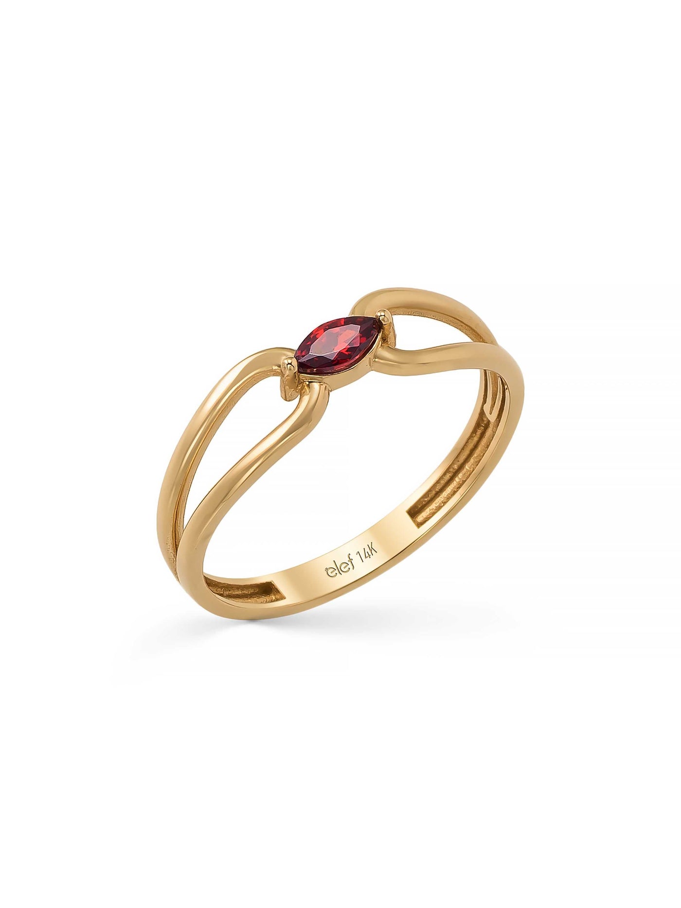 Marquise Cut Red Stone Ring in 14K Gold by Elef Jewelry