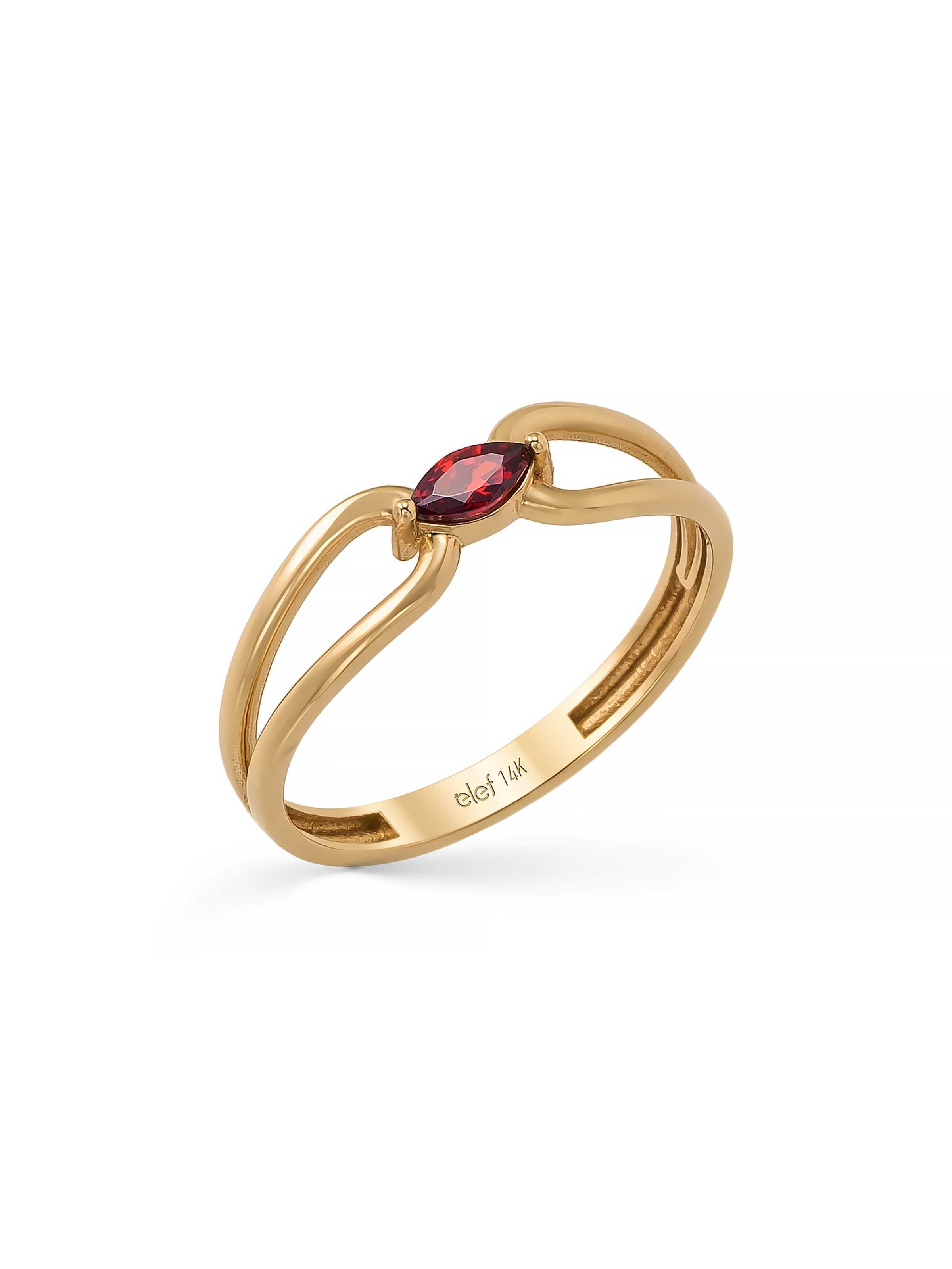 Marquise Cut Red Stone Ring in 14K Gold by Elef Jewelry