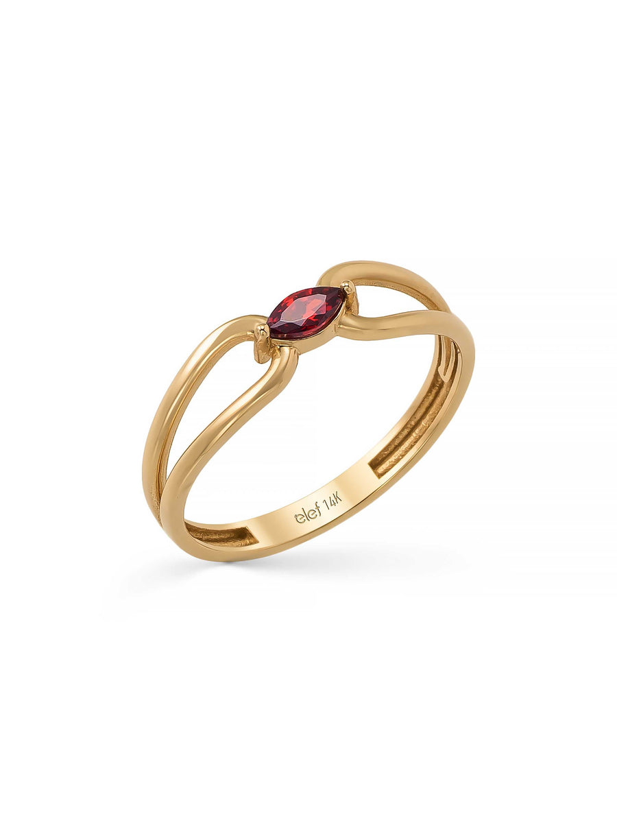 Marquise Cut Red Stone Ring in 14K Gold
