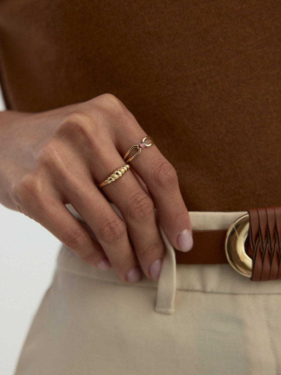 Marquise Cut Red Stone Ring in 14K Gold