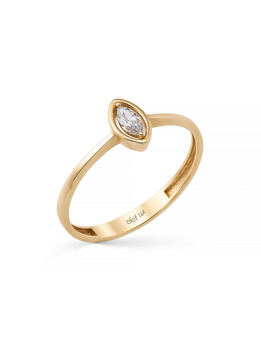 Marquise Cut Stone Minimal Ring in 14K Gold