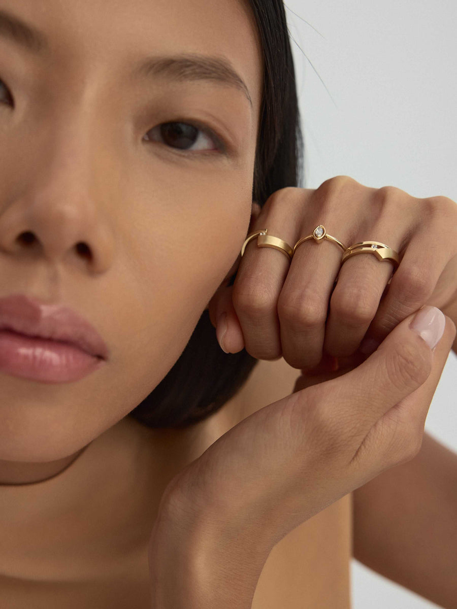 Marquise Cut Stone Minimal Ring in 14K Gold