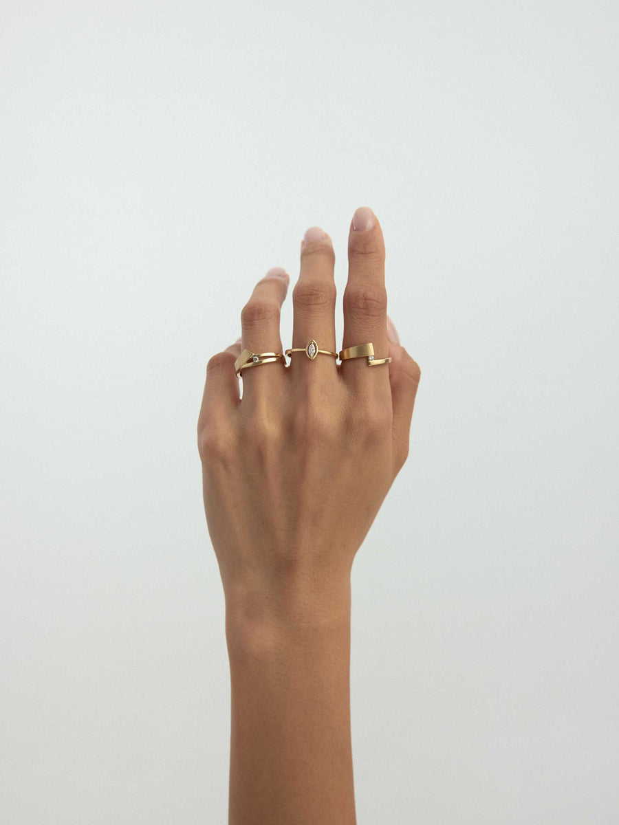 Marquise Cut Stone Minimal Ring in 14K Gold