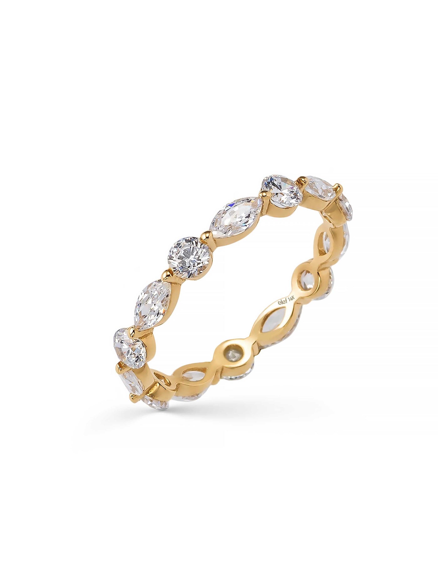 Marquise & Round-Cut Stone Eternity Ring in 14K Gold by Elef Jewelry