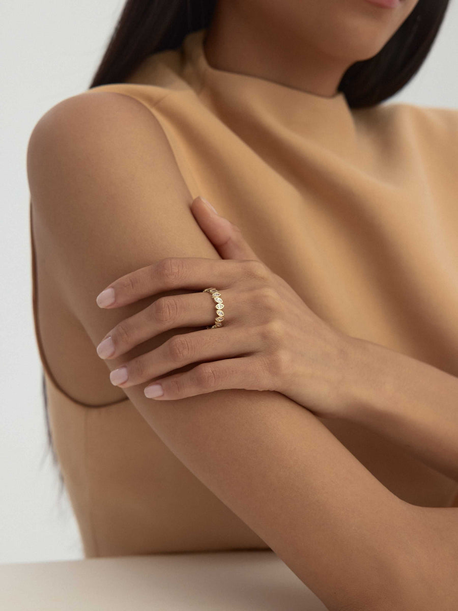 Marquis Stone Eternity Ring in 14K Gold