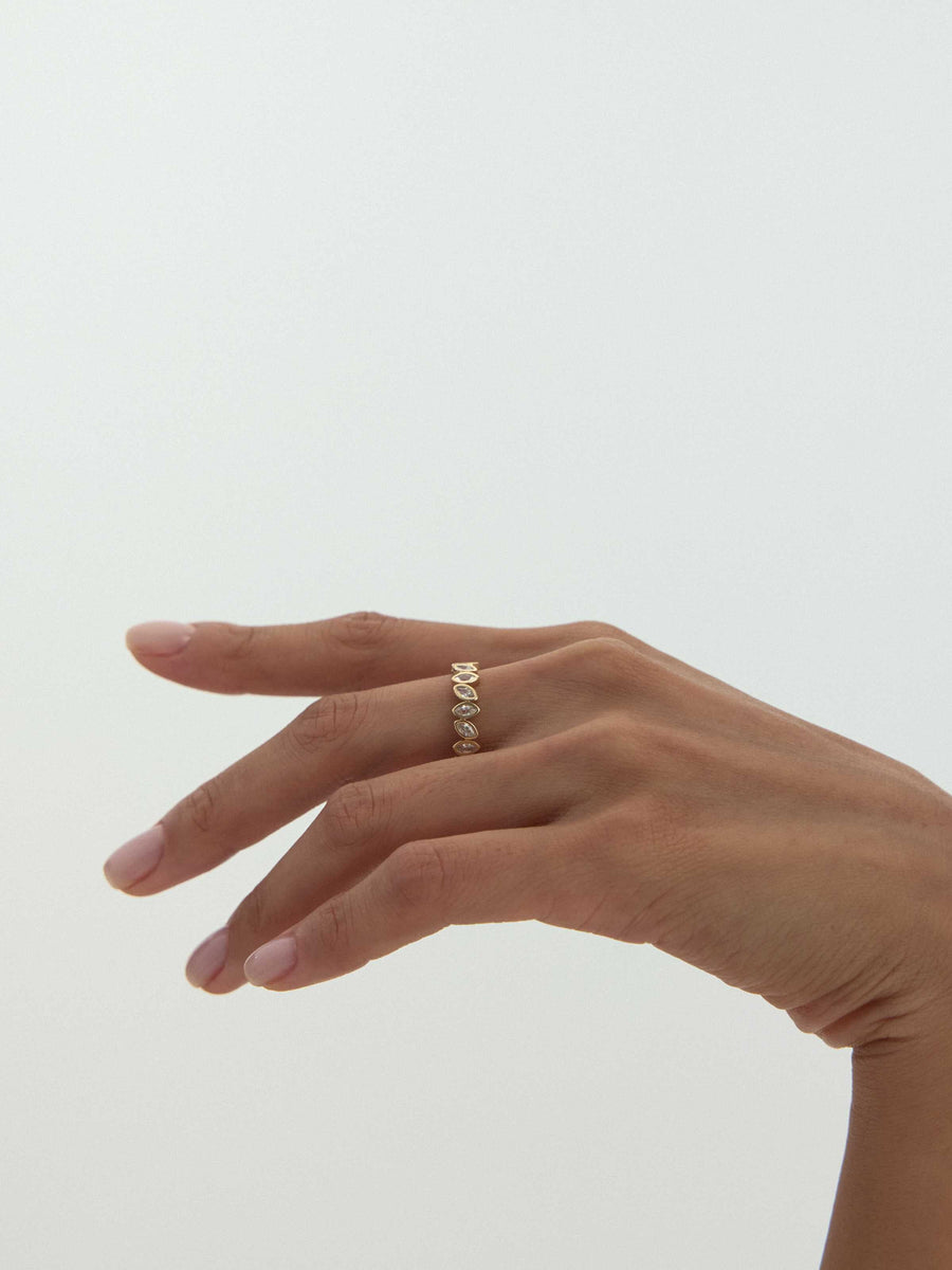 Marquis Stone Eternity Ring in 14K Gold