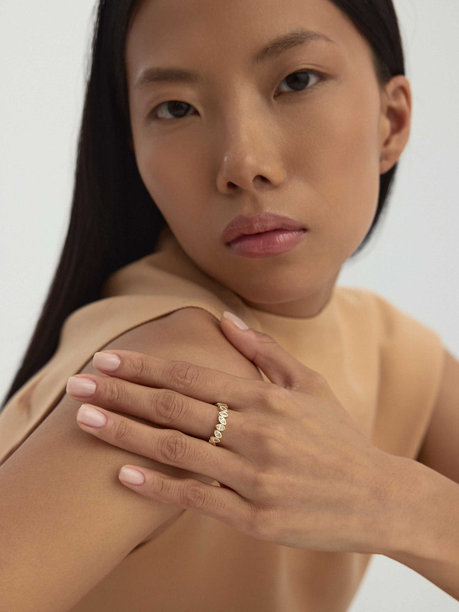 Marquis Stone Eternity Ring in 14K Gold