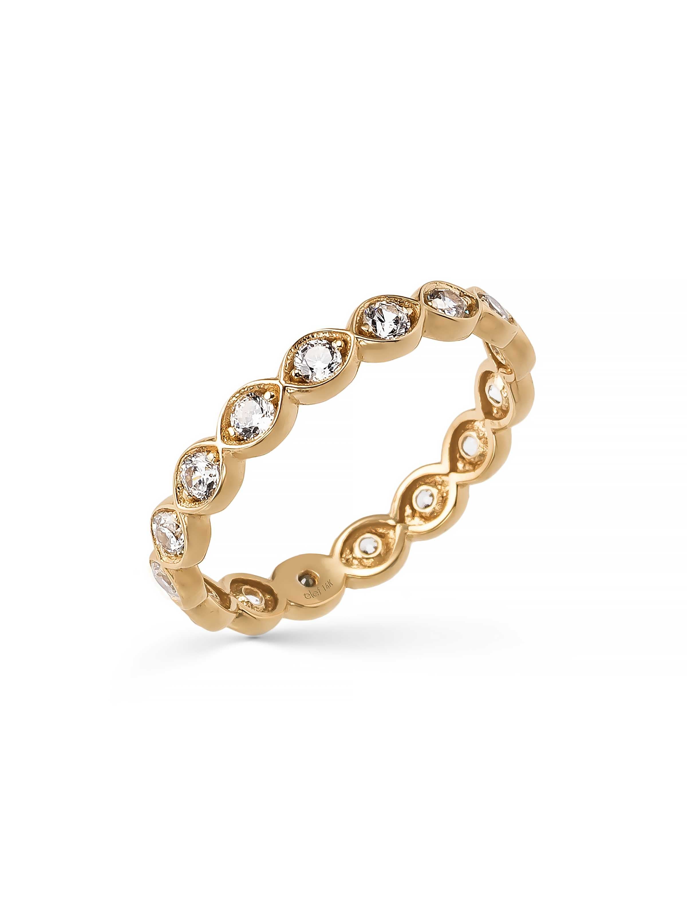 Marquise Form Stone-Set Ring in 14K Gold by Elef Jewelry
