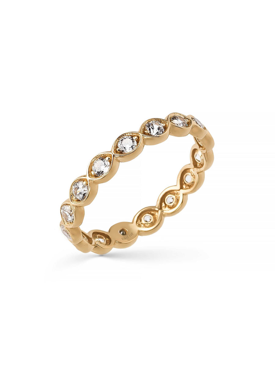 Marquise Form Stone-Set Ring in 14K Gold