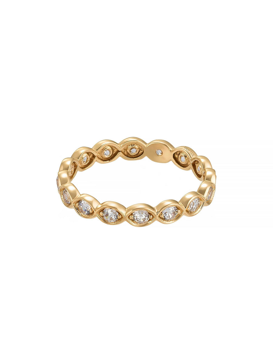 Marquise Form Stone-Set Ring in 14K Gold