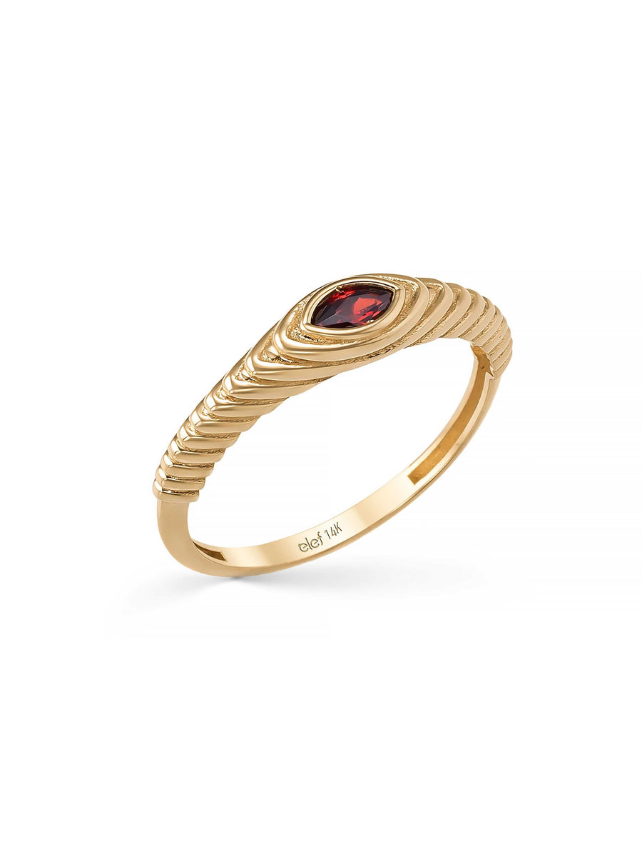 Marquise Cut Garnet Stone Vintage Ring in 14K Gold
