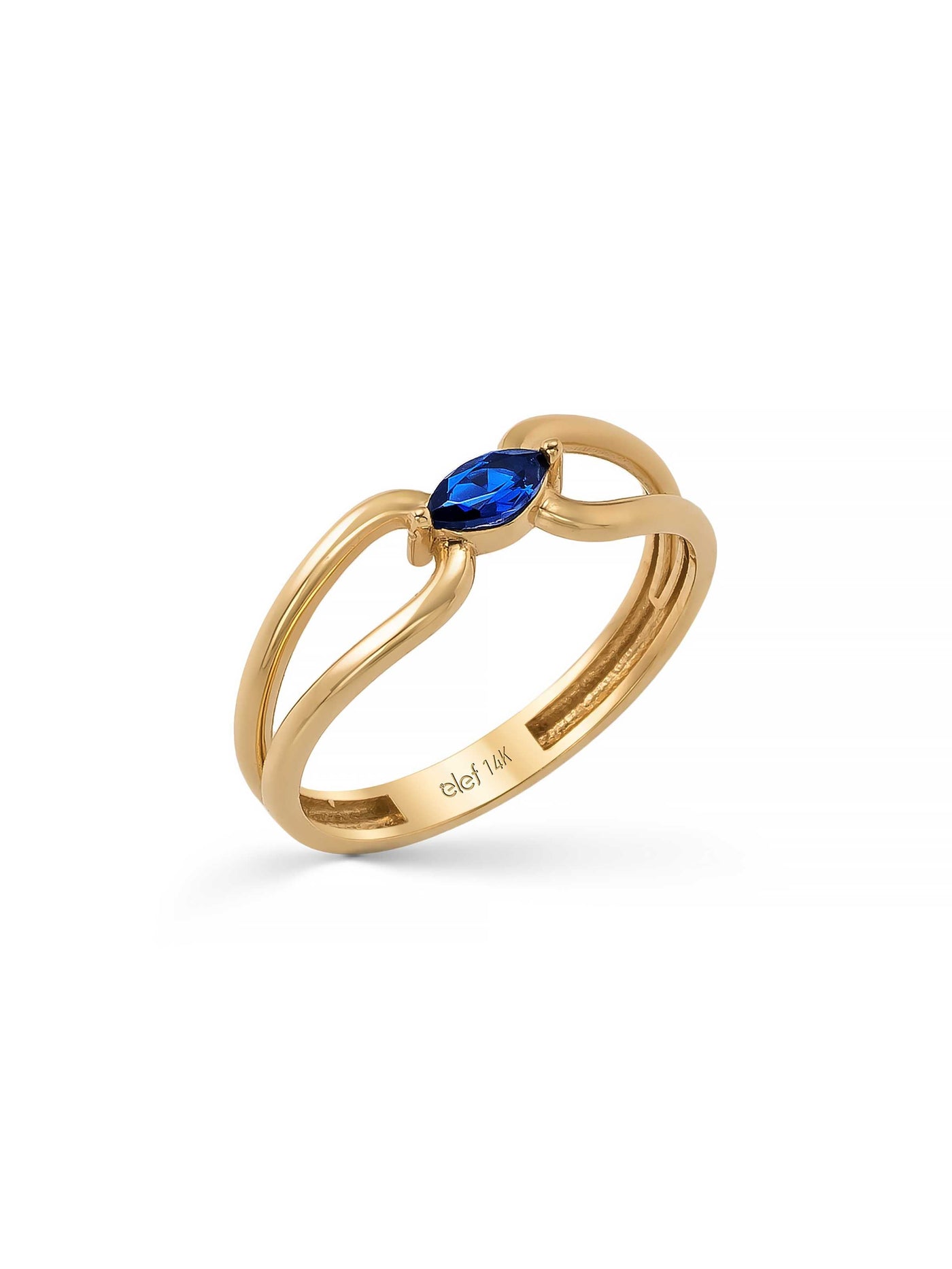 Marquise Sapphire-Inspired Stone Ring in 14K Gold by Elef Jewelry