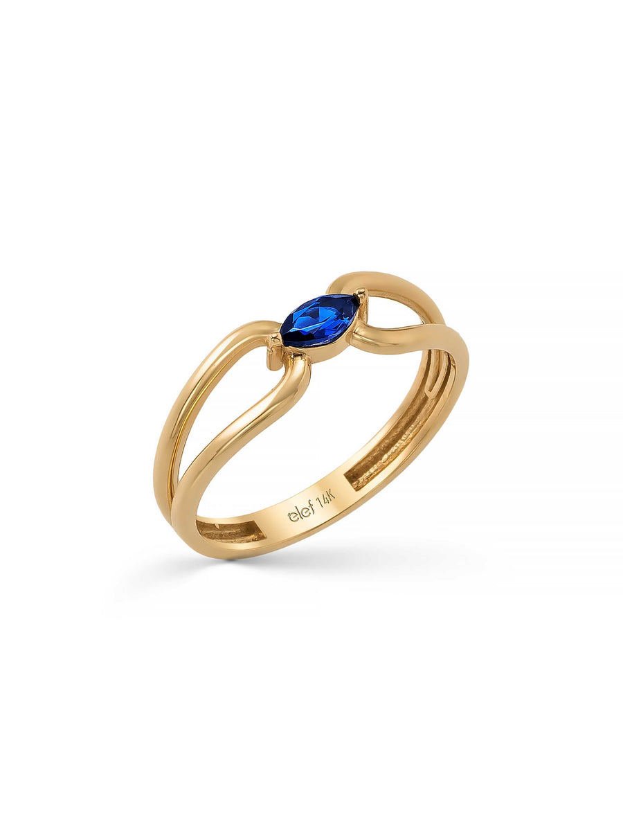 Marquise Sapphire-Inspired Stone Ring in 14K Gold