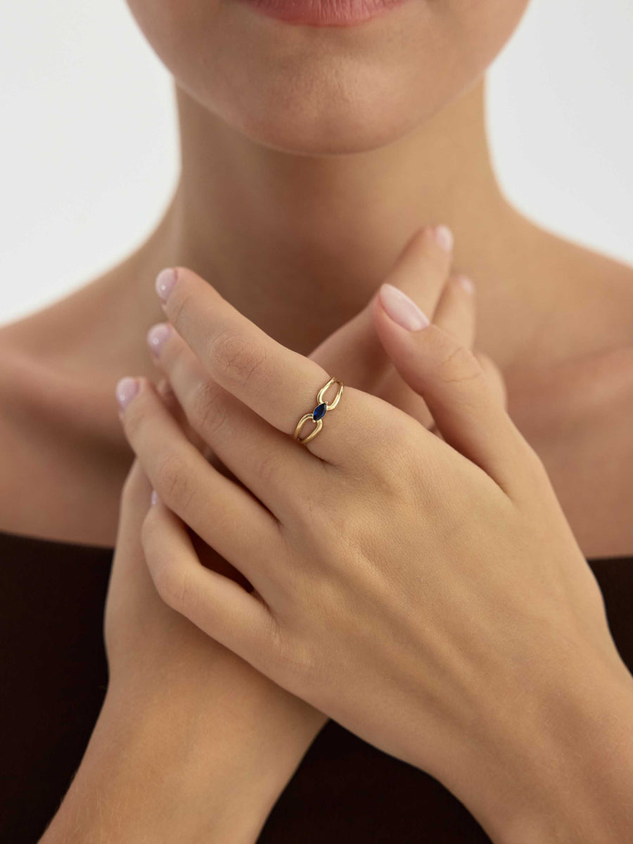 Marquise Sapphire-Inspired Stone Ring in 14K Gold