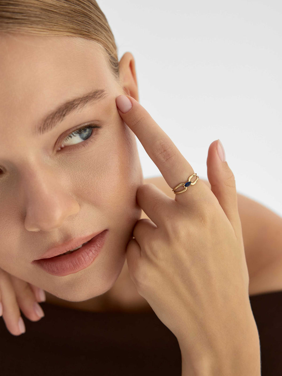 Marquise Sapphire-Inspired Stone Ring in 14K Gold